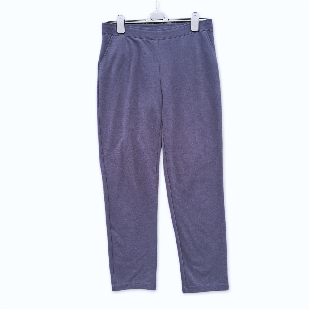 Weekends by Chico's Knit Pants Women Navy Elastic Waist Comfort Size 1 (US 8-M)